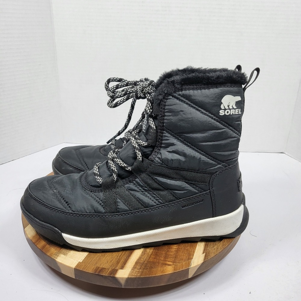 Sorel Whitney II Short Lace Boots Women 7 Black NL3820-010 Insulated Puffer